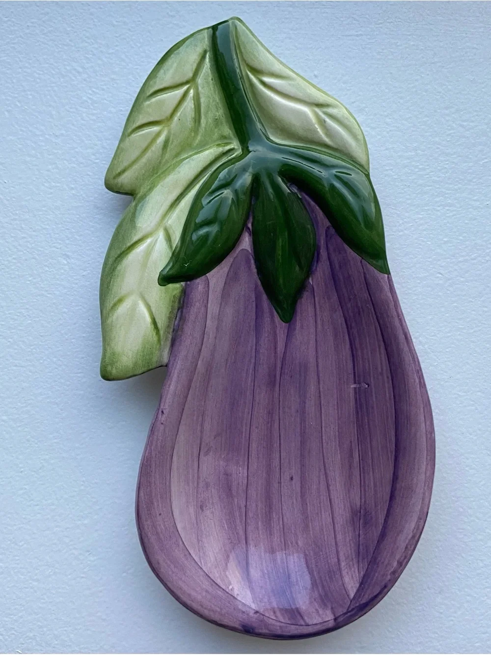 Eggplant Ceramic Spoon Rest La Ceramica Italy Purple Holder Kitchen EUC Italian